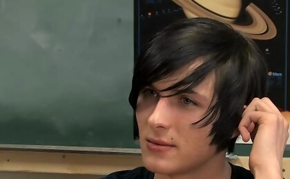 A twink fuck in the classroom has Preston Andrews getting it up the ass