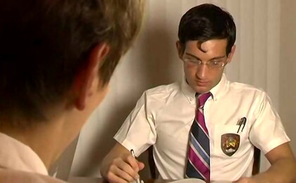 Blair Mason and Kayl O'Riley are bored studying anatomy in an after-hour class with a teacher's aid.