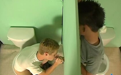 Nevin Scott and Braden Fox have a hot steamy fuck in a public bathroom!