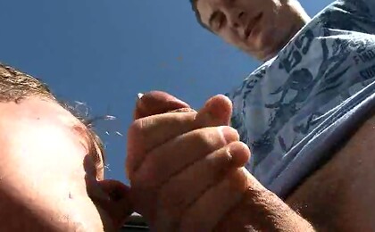 Outdoor fuck. Guys fucking.