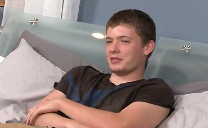 Cute twink Roger jerking off dick