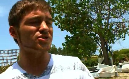 Hot stud gets his cock sucked outdoors