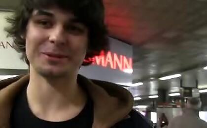 Czech hunter 63. Brunette boy sucking off cock in a center of Prague.