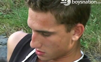 Horny twink sucking off dick