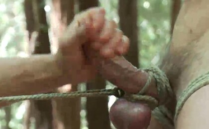 Porn Superstar Ty Roderick is caught tied up in the woods and receives extreme edging.