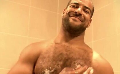 Hairy hunk Roman Wright jerking off dick
