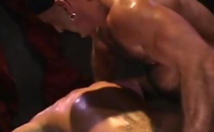 Two hard men with a dildo can show off a rough sex scene...
