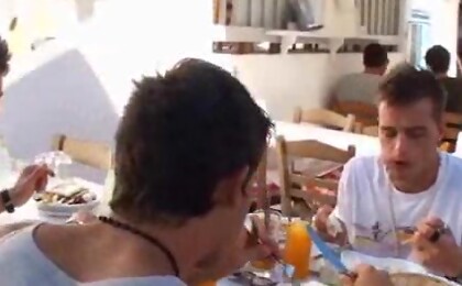 Young euro jocks Kris Evans, Florian Nemec and Julien Hussey in a threesome scene