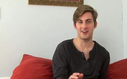 Blond twink Chance shows cock