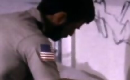 Two ruff hairy cops pound their way into the prisoners ass.
