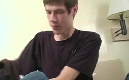 Jason strkes his dick in a bedroom