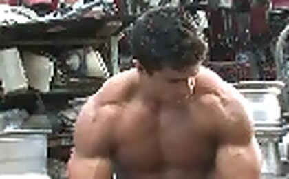 Tony Searle shows his perfect muscles