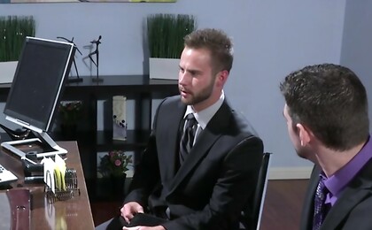 Hard threesome at The Gay Office