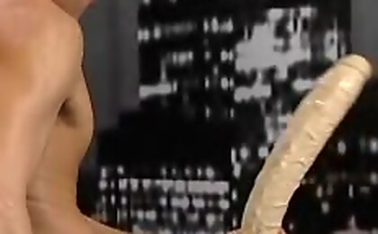 Handy Men Evan Matthews plays with a dildo