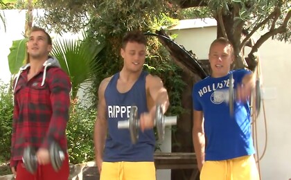 Three Straight Boys Playing in the Sunshine