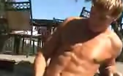 Blond Gavin Waters wanking off his dick