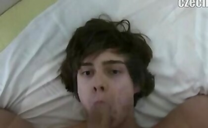 Czech hunter 113. Czech boy sucking off massive cock and spread his butt cheeks