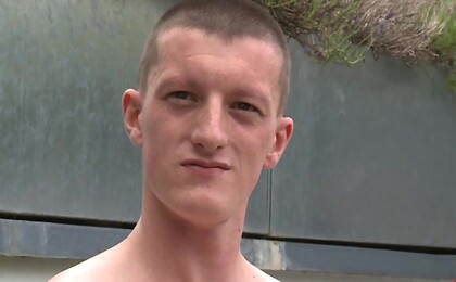 Young Straight Pup Nate Strips off & Shows off His Very Erect Uncut Cock & Hair Free Hole!