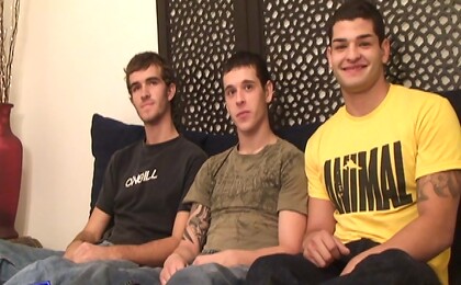 Three amateur guys Forrest, Logan and Pyro fuck