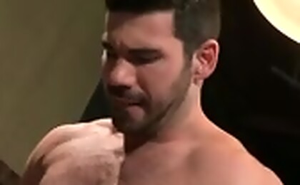 Hairy muscle man Billy Santoro fucks Shawn Wolfe's ass