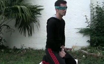 Blindfolded, he sucks his best friend