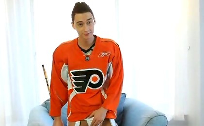 Hockey Boy Jimmy Bodine and His Big Curved Stick