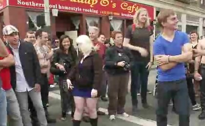 Noah Brooks is dragged through the streets, bound, beaten and pissed on.