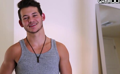 FIT Stud Johnny America Jerks His Big UNCUT Cock