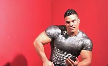Enzo in a red room