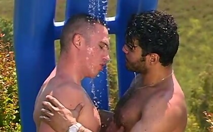 Muscled latin hunk fucking his buddy