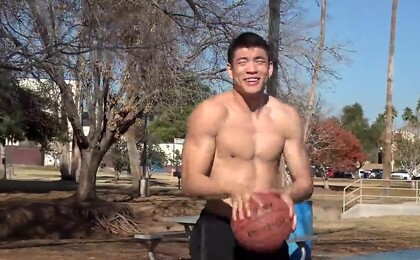 Tall Jock Sean Lee Shoots Some Hoops and Jerks His Uncut COCK