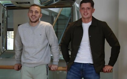 Young Straight & Muscular Stud Logan Wanks his 1st Man & it's Jack's Thick Uncut Cock