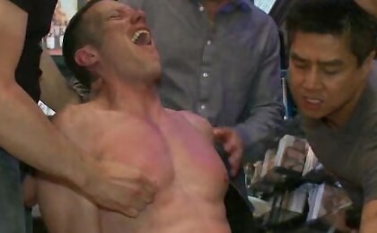 Innocent man is taken into a porn shop and turned into a sex slave.