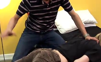 Blond twink spanked by a teacher