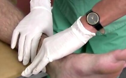 College boy visits the doctor for a sprained ankle but gets more than he bargained for.