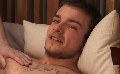 Straight Young Muscle Stud Lewis gets his 1st Manhandling and Squirts Loads of Cum!