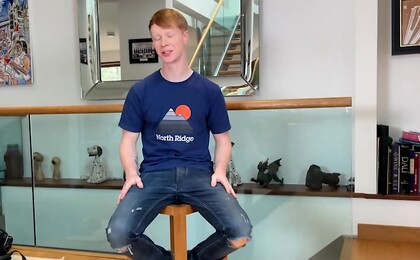 Straight Young Lucas Wanks his Big Long Uncut Cock & Squirts a Load of Cum all over Himself!