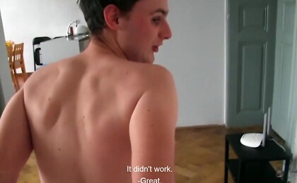 CZECH HUNTER 514 - Amateur Gay for Pay Twink Gets Tight Ass Stretched by Big Euro Cock