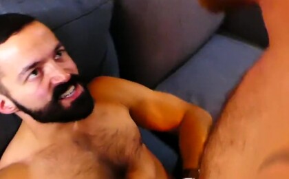 Hunter Munches away on Adam's Hairy Hole getting it Ready for their Cocks