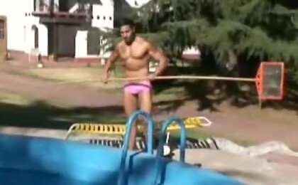 Leandro Silver cleaning the pool