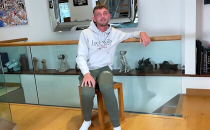 Big Shooter Taylor Wanks his Hard Uncut Cock & Cums all over his Face!