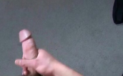 Brunette hot guy jacking off dick