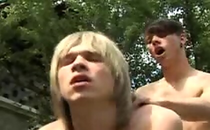 Two young soccer player suck and fuck on the green grass! 