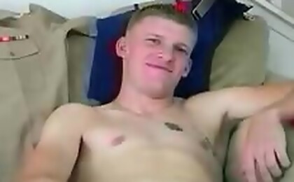 Hot military guy strips & gives his dick a good handjob!
