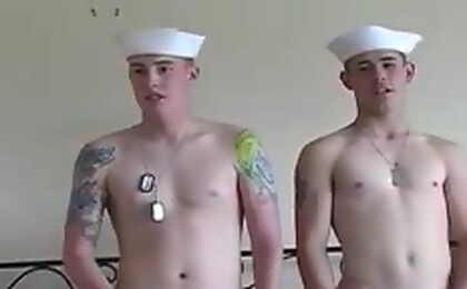 Sexy sailor masturbating untils he unloaded his balls 