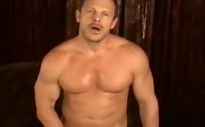 Muscled man shows his curves & moves with his own big cock