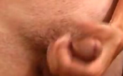 Two hot college buddies jerking off together and cum in here
