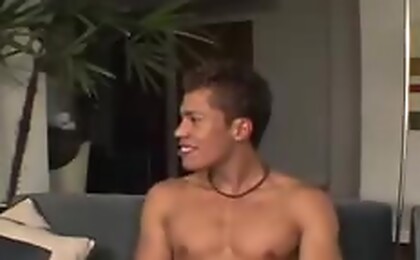 Amazing latin dude touching his hard cock until he cums!