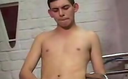 Cute skinny latino wanks his dick off untils he cums ! 