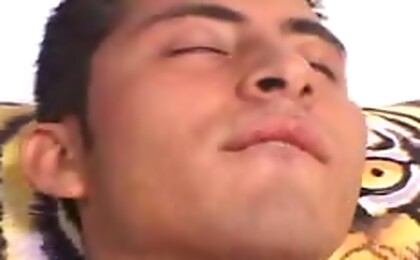 Cute latino guy enjoys himself and wank his big cock off 